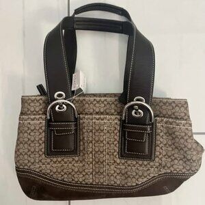 NWT Vintage Coach Jacquard Soho Signature Brown Suede Shoulder Bag